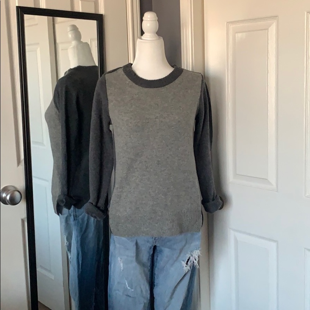 J.Crew grey colorblock sweater